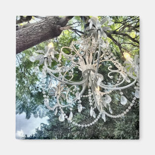 Shabby Chic White Crystal Chandelier Magnet