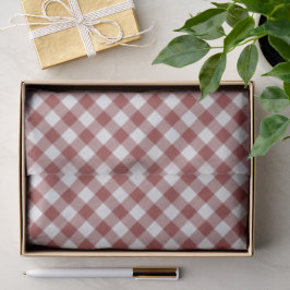 Shabby Chic White Light Maroon Red Gingham Seidenpapier