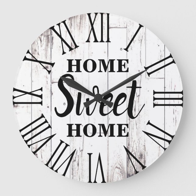 Shabby Chic White Wood Rustic Country Zuhause Swee Große Wanduhr (Vorderseite)