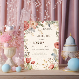 Shabby Chic Wildflower-Hochzeit Einladung