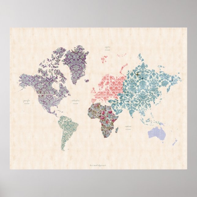 Shabby Chic World Travel Map Poster (Vorne)