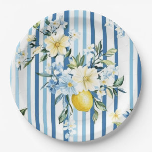 Shabby Chic Zitronen-Blumen-Serie Design #1 Pappteller