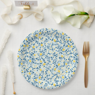 Shabby Chic Zitronen Blumen Serie Design #3 Pappteller