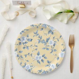 Shabby Chic Zitronen-Blumen-Serie Design #7 Pappteller