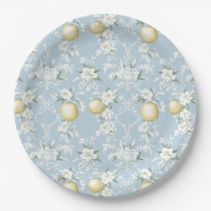 Shabby Chic Zitronen-Blumen-Serie Design #8 Pappteller