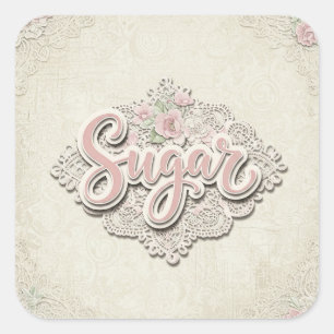 Shabby Chic. Zucker von Natasha Us Quadratischer Aufkleber