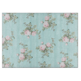 Shabby Chici Glas Schneidebrett Minze rosa Rosen