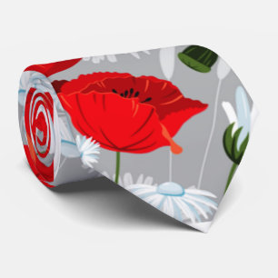 Shabby Chicmohnblumen und Gänseblümchen- rot und Krawatte