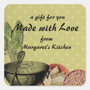 Shabby Chicschüssel wischen Quadratischer Aufkleber