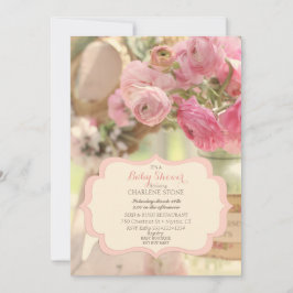 Shabby Country Chic weich verblasste rosa Blume Einladung