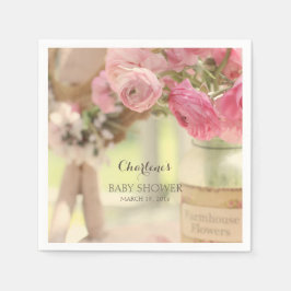 Shabby Country Chic weich verblasste rosa Blume Serviette