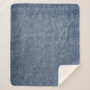 Shabby denim: blaue Jeans-Textur Sherpadecke
