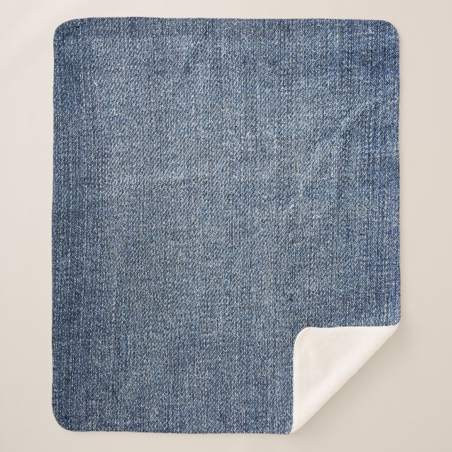 Shabby denim: blaue Jeans-Textur Sherpadecke (Vorderseite)