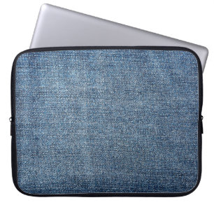 Shabby Denim Textur für Hintergrund. Blue Jeans Laptopschutzhülle