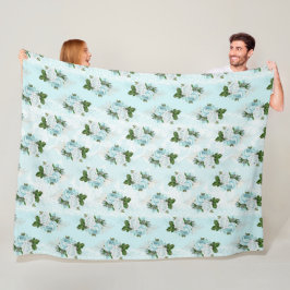 Shabby Floral Aqua Serie Design 1 Fleecedecke