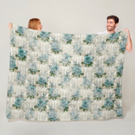 Shabby Floral Aqua Serie Design 2 Fleecedecke