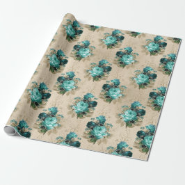 Shabby Floral Aqua Serie Design 3 Geschenkpapier