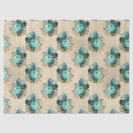 Shabby Floral Aqua Serie Design 3 Seidenpapier