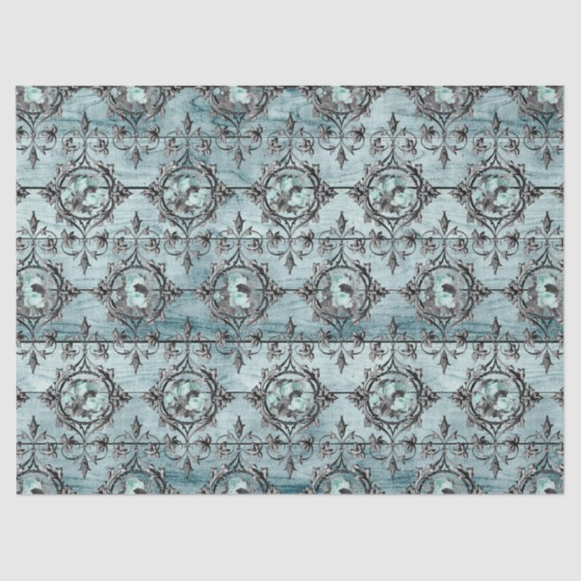 Shabby Floral Aqua Serie Design 4 Seidenpapier (Vorderseite)
