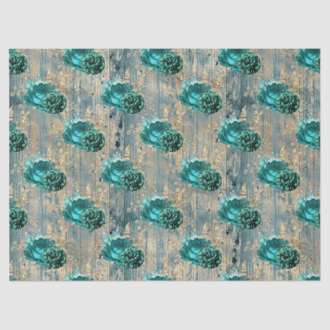 Shabby Floral Aqua Serie Design 5 Seidenpapier (Vorderseite)