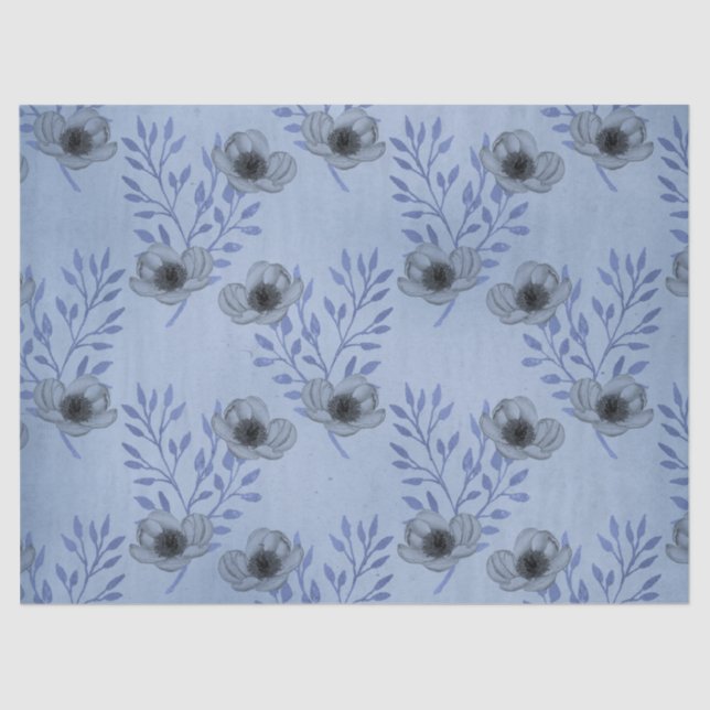 Shabby Floral Blue Serie Design 3 Seidenpapier (Vorderseite)