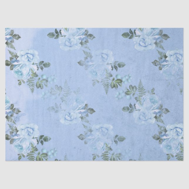 Shabby Floral Blue Serie Design 6 Seidenpapier (Vorderseite)