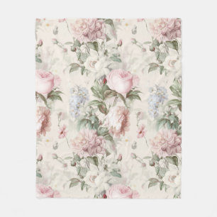 Shabby Floral Feminine Cottagecore Blanket Fleecedecke