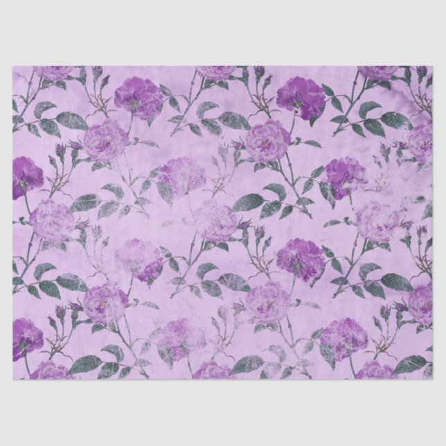 Shabby Floral Lila Series Design 2 Seidenpapier (Vorderseite)