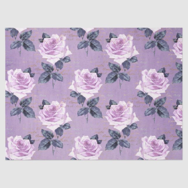 Shabby Floral Lila Series Design 3 Seidenpapier (Vorderseite)