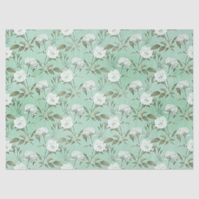 Shabby Floral Mint Series Design 14 Seidenpapier (Vorderseite)
