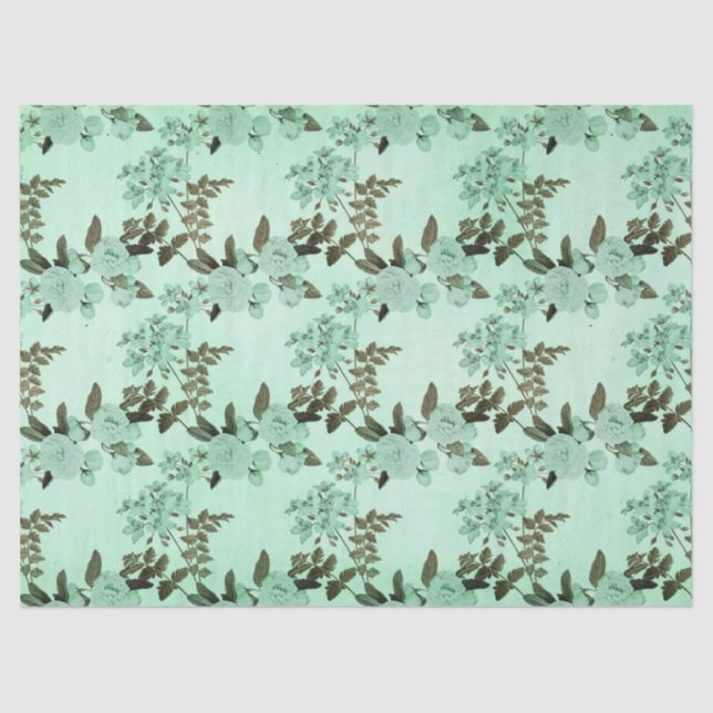 Shabby Floral Mint Series Design 8 Seidenpapier (Vorderseite)