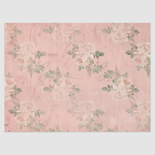 Shabby Floral Peach Serie Design 3 Seidenpapier (Vorderseite)