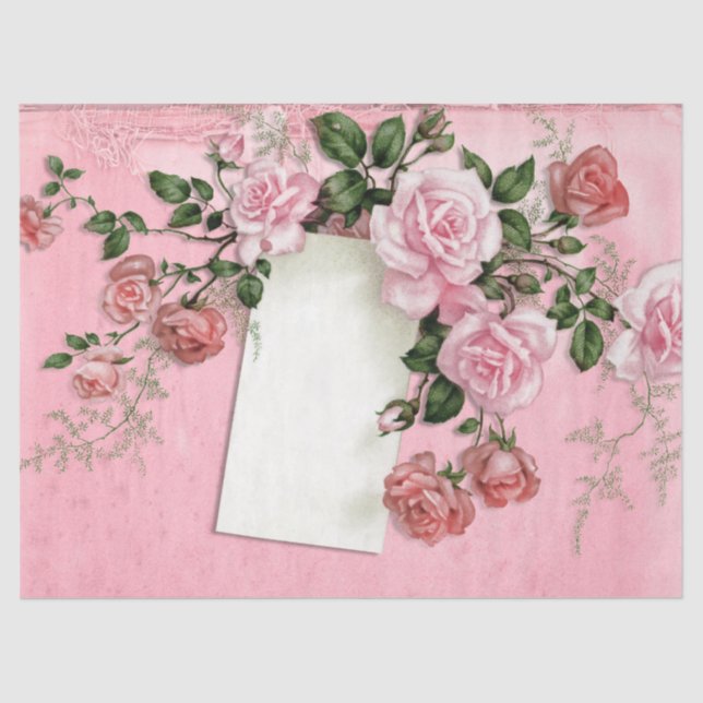 Shabby Floral Pink Serie Design 10 Seidenpapier (Vorderseite)