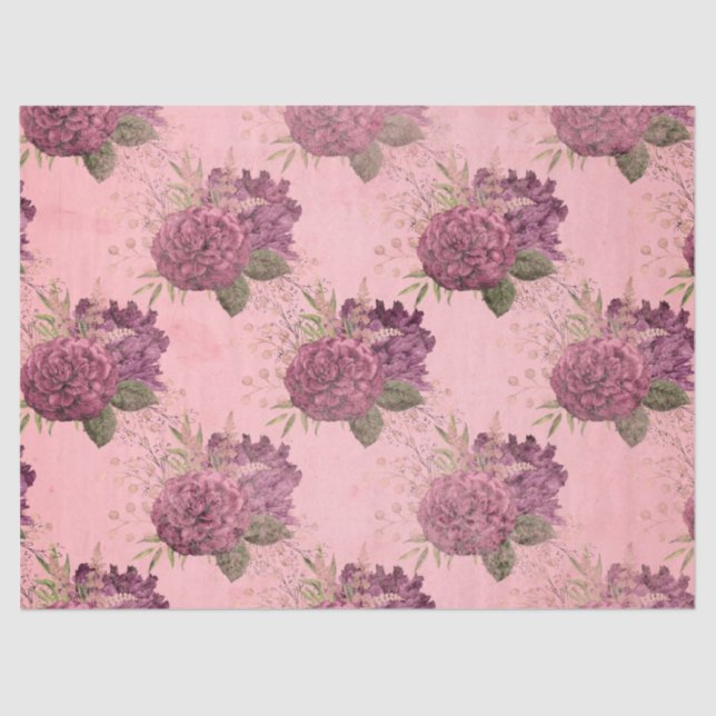 Shabby Floral Pink Serie Design 11 Seidenpapier (Vorderseite)
