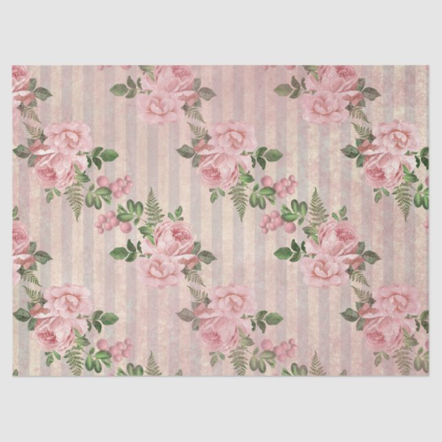 Shabby Floral Pink Series Design 6 Seidenpapier (Vorderseite)