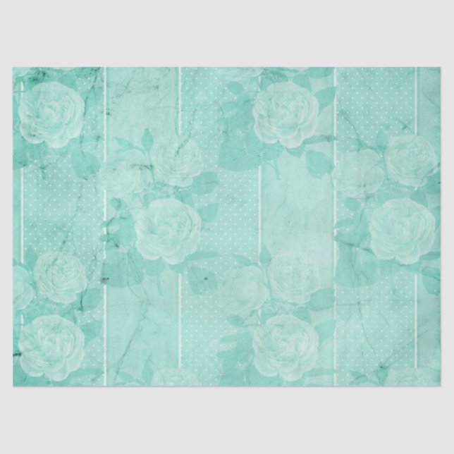 Shabby Floral Turquoise Series Design 1 Seidenpapier (Vorderseite)