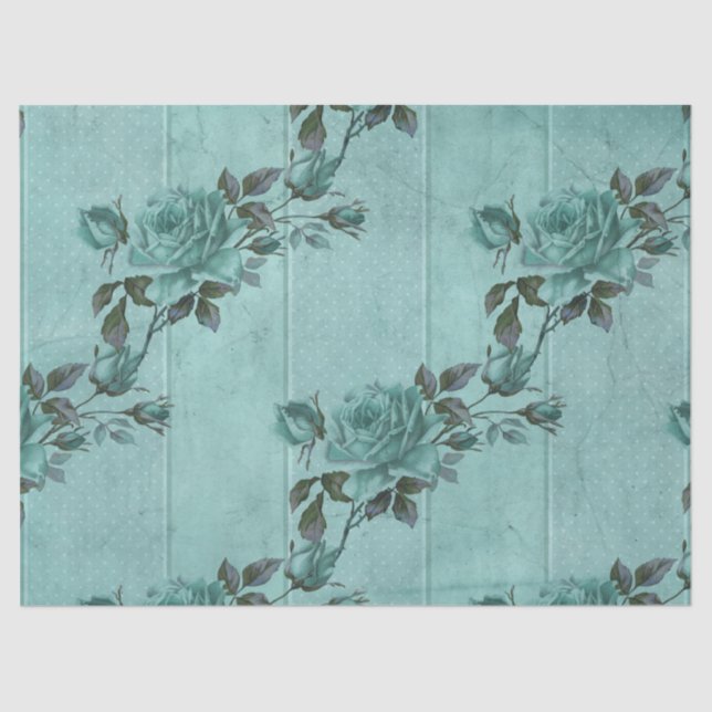 Shabby Floral Turquoise Series Design 2 Seidenpapier (Vorderseite)