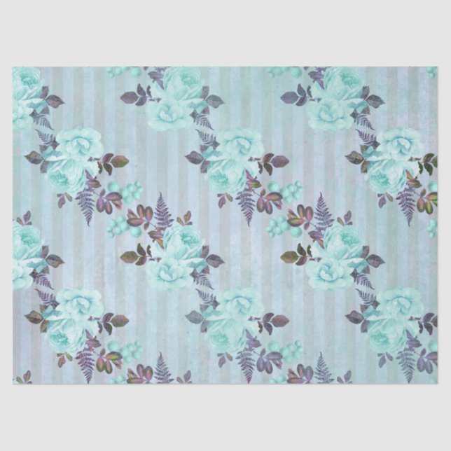 Shabby Floral Turquoise Series Design 6 Seidenpapier (Vorderseite)