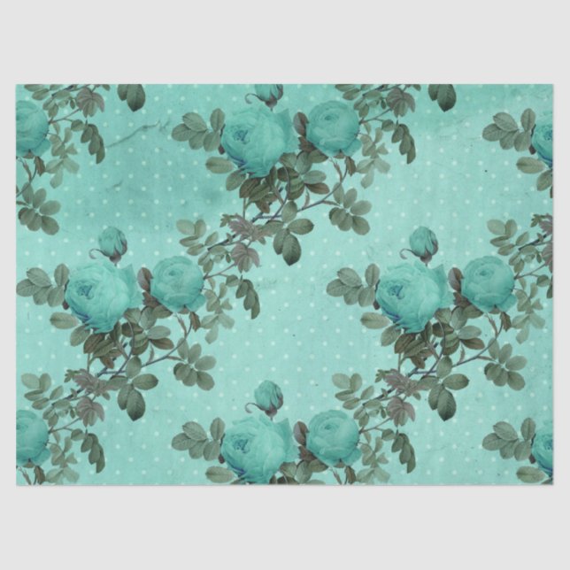 Shabby Floral Turquoise Series Design 7 Seidenpapier (Vorderseite)