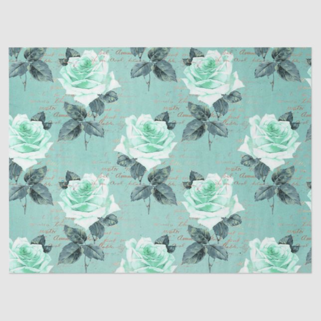 Shabby Floral Turquoise Series Design 9 Seidenpapier (Vorderseite)
