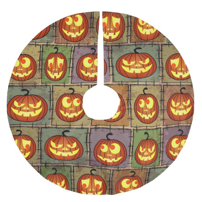 Shabby Halloween, Vintager Hintergrund. Polyester Weihnachtsbaumdecke (Vorderseite)