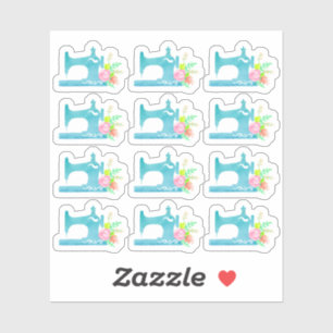 Shabby Hütte Chic Nähmaschine Blumenplaner Aufkleber