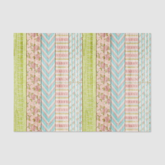 Shabby Hütte Chic Rose Rustikales Holz Seidenpapier (Vorderseite)