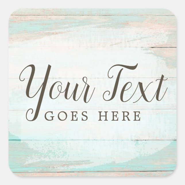 Shabby Hütte Chic Türkis Rustic Chippy Wood Quadratischer Aufkleber (Vorderseite)