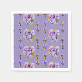 Shabby Lila Pansy viola Serviette Napkins Lila