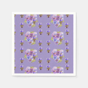 Shabby Lila Pansy viola Serviette Napkins Lila