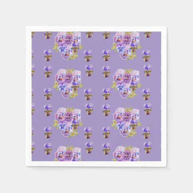 Shabby Lila Pansy viola Serviette Napkins Lila (Vorderseite)