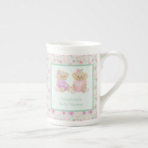Shabby Mint Teddy Bear Tea Party Babydusche Prozellantasse