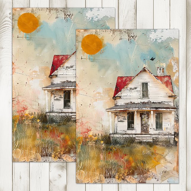 SHABBY OLD FARMHOUSE MIXED MEDIA DECOUPAGE SEIDENPAPIER (SHABBY OLD FARMHOUSE MIXED MEDIA DECOUPAGE TISSUE PAPER)