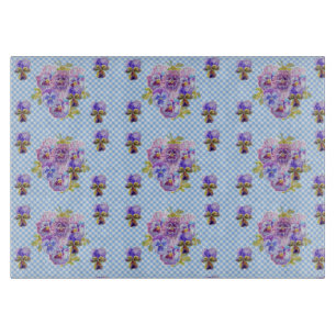 Shabby Pansy Floral Blue Gingham Magnetic Frame Schneidebrett